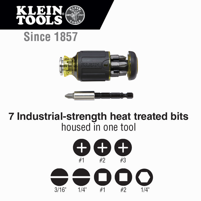 Klein Tools 32308F 10-in-1 Impact-Rated Stubby Driver Set with Flip Socket - Edmondson Supply