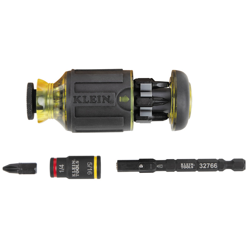 Klein Tools 32308F 10-in-1 Impact-Rated Stubby Driver Set with Flip Socket - Edmondson Supply