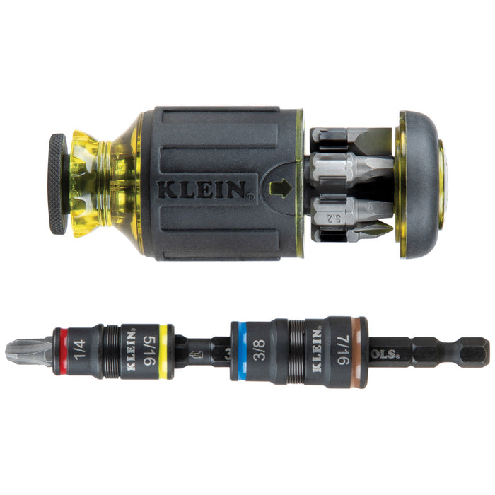 Klein Tools 32308HD 12-in-1 Impact Rated Stubby Driver Set with Flip Sockets - Edmondson Supply