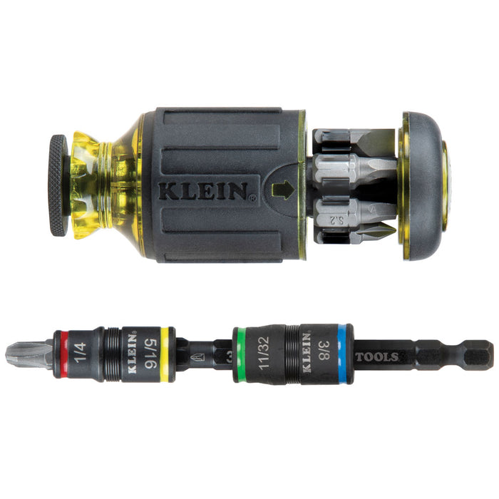 Klein Tools 32308HD 12-in-1 Impact Rated Stubby Driver Set with Flip Sockets - Edmondson Supply