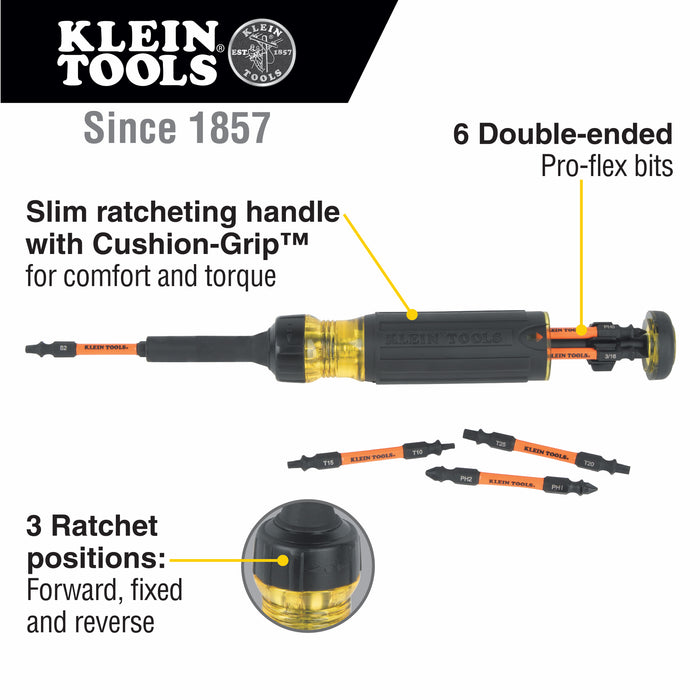 Klein Tools 32313HD 13-in-1 Ratcheting Impact Rated Screwdriver - Edmondson Supply