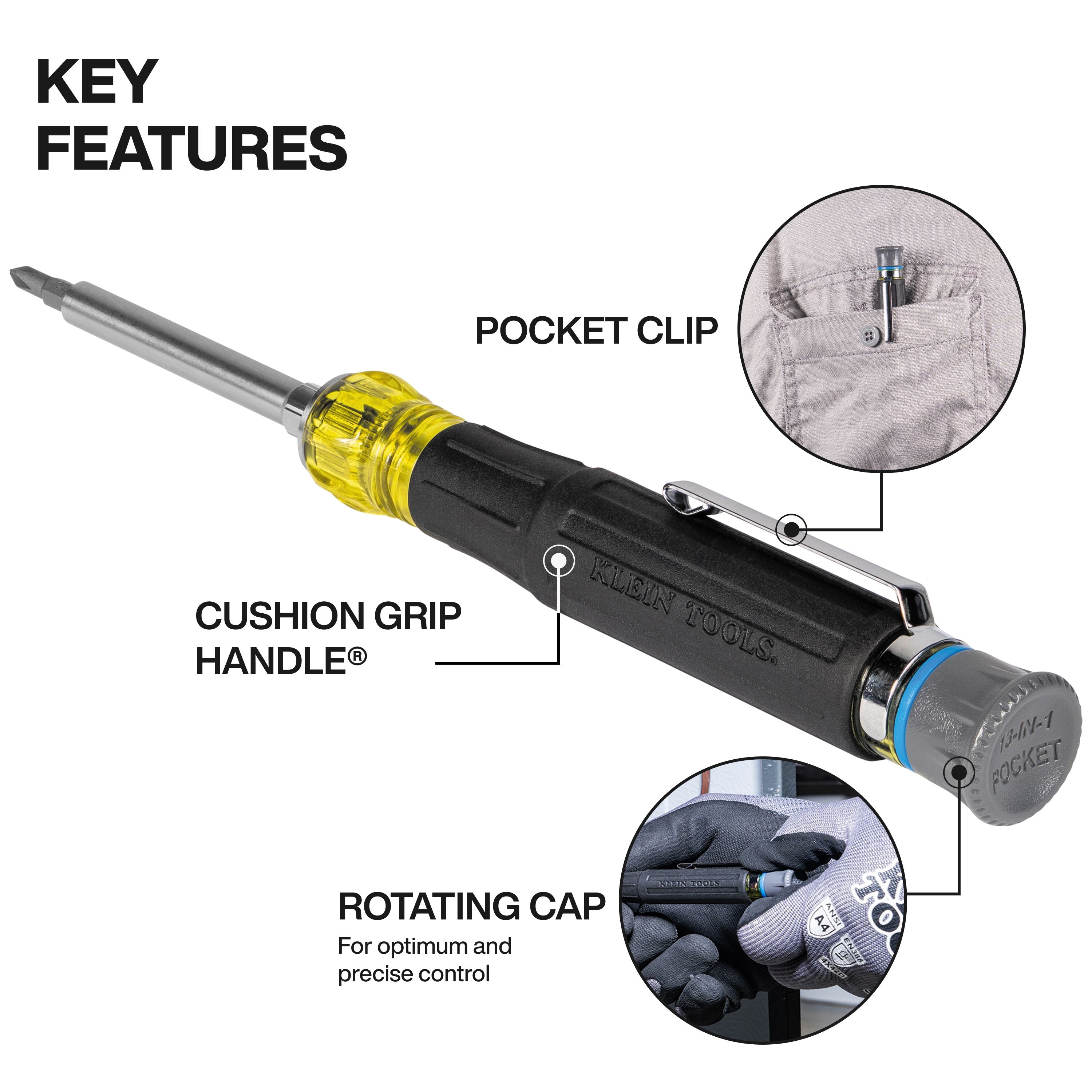 Klein Tools 32611P 13-in-1 Multi-Bit Pocket Precision Screwdriver - Edmondson Supply