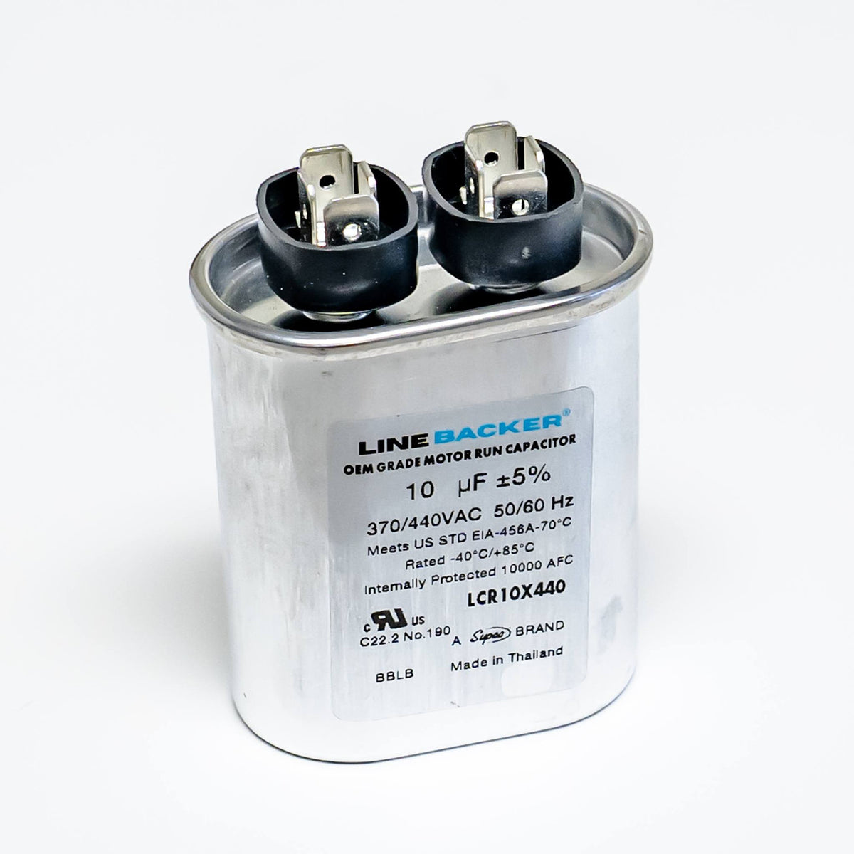 Supco Linebacker LCR10X440 Motor Run Capacitor 10 MFD 370/440 Volt, Oval - Edmondson Supply