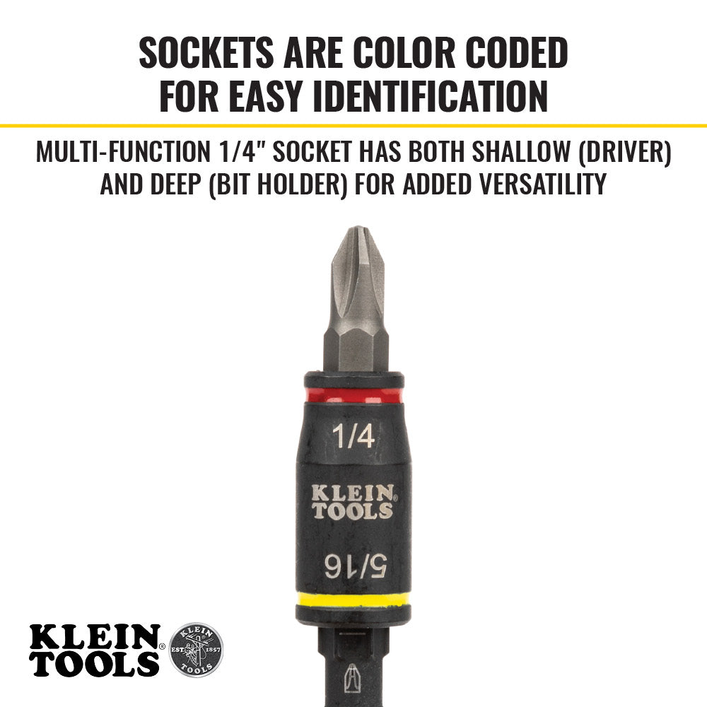 Klein Tools 32308F 10-in-1 Impact-Rated Stubby Driver Set with Flip Socket - Edmondson Supply