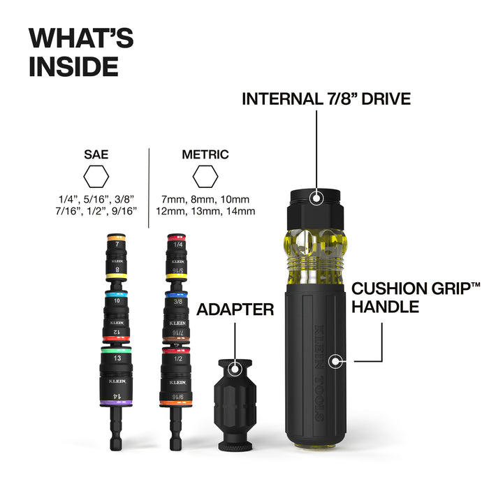 Klein Tools 32914HD 14-in-1 Impact Rated Flip Socket Set - Edmondson Supply