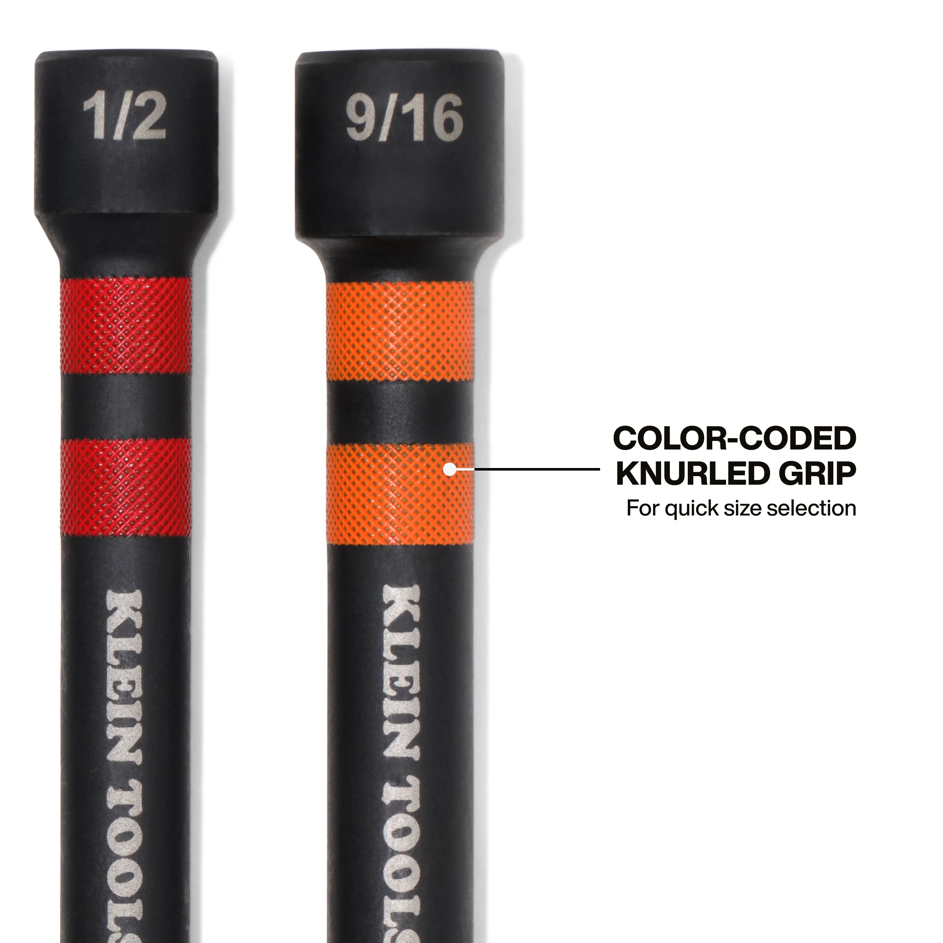 Klein Tools 32940 Magnetic Hollow Color-Coded Power Nut Drivers Set, 6-Piece - Edmondson Supply