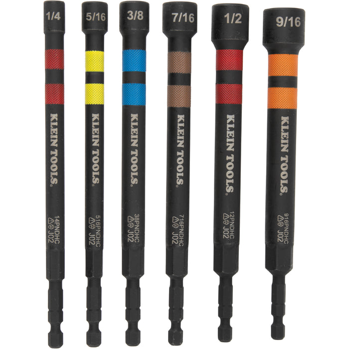 Klein Tools 32950 Hollow Magnetic Color-Coded Ratcheting Power Nut Drivers, 7-Piece - Edmondson Supply