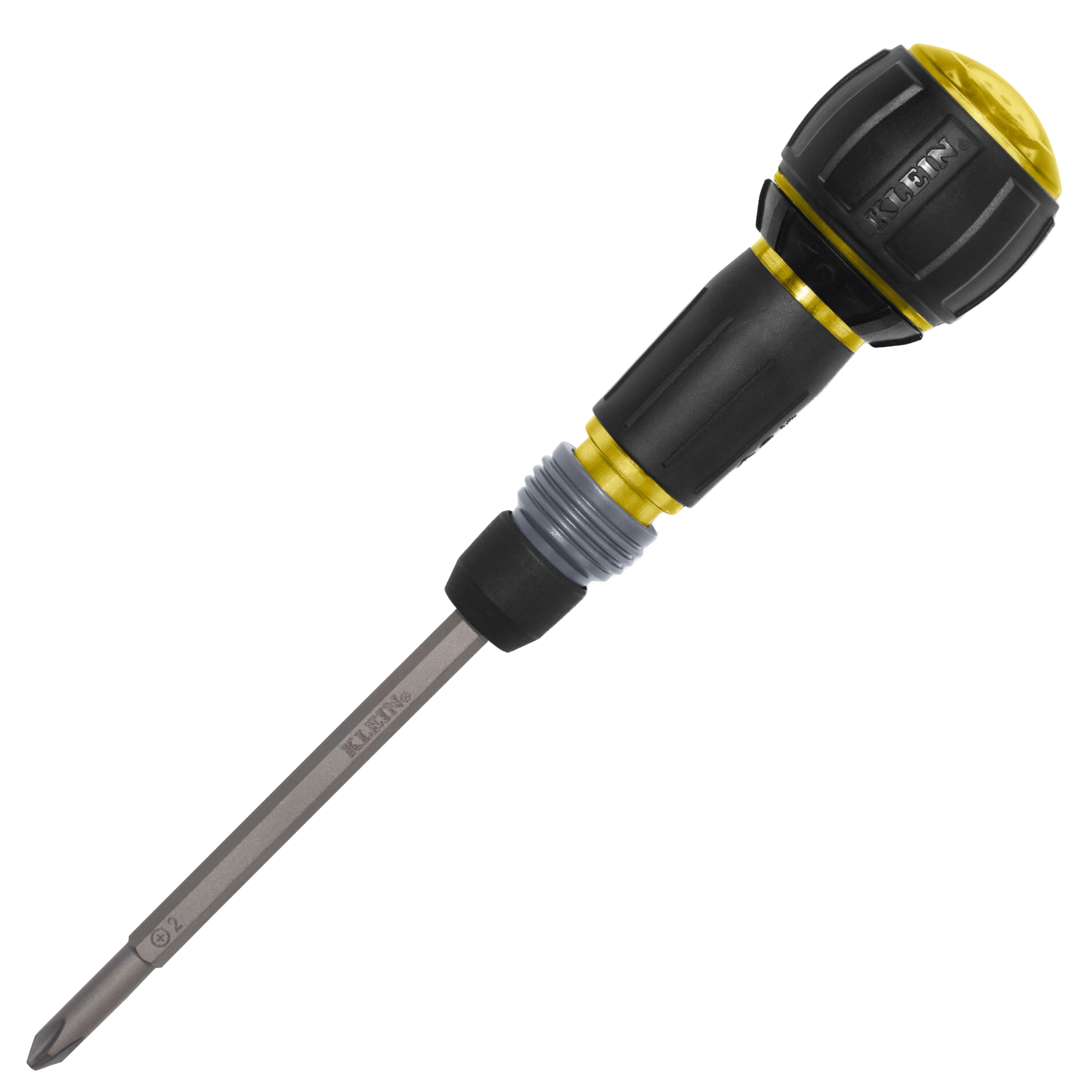 Klein Tools 32960ARCHT Ratcheting Fastbit Tru-Grip Screwdriver, Phillips, Slotted Bits - Edmondson Supply