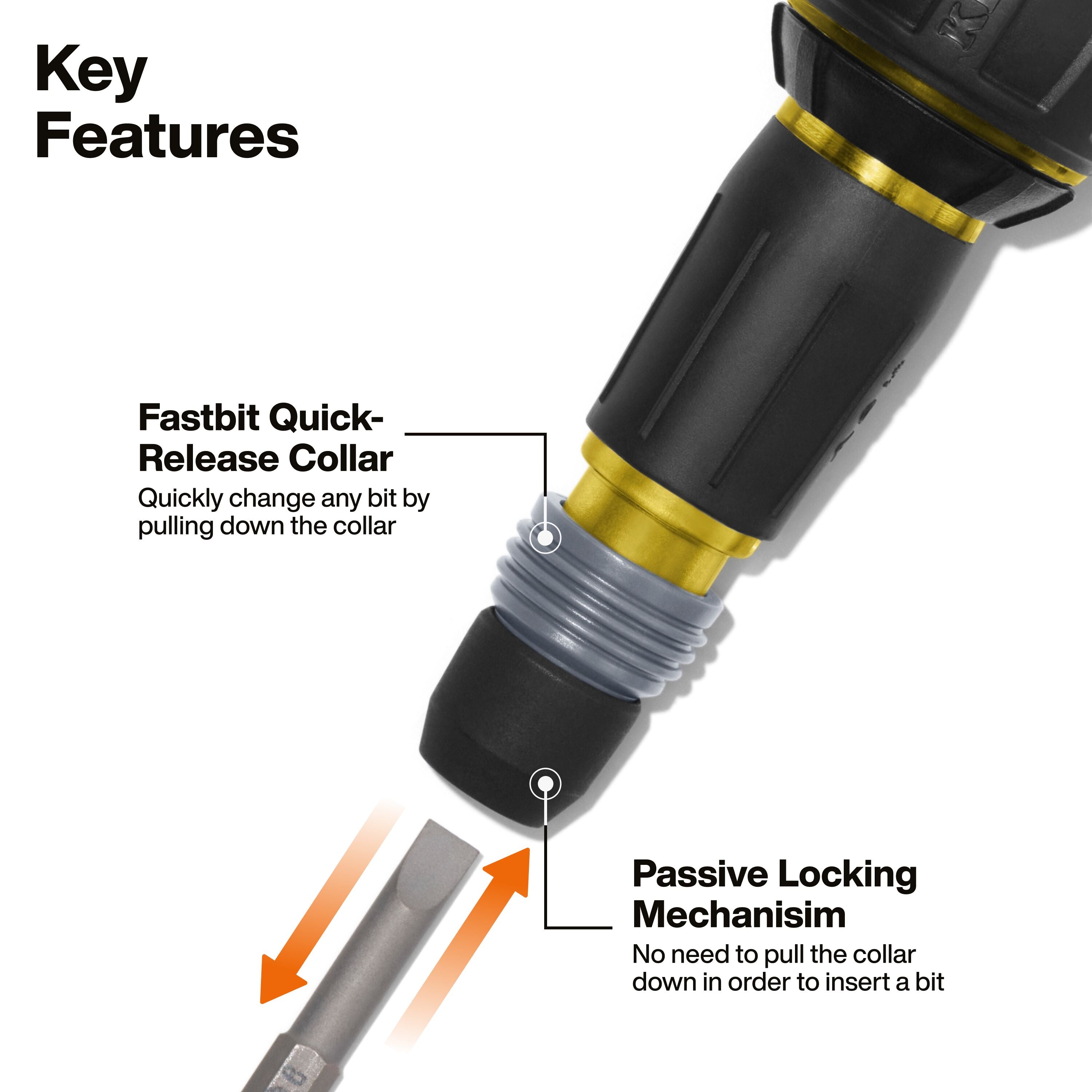 Klein Tools 32960ARCHT Ratcheting Fastbit Tru-Grip Screwdriver, Phillips, Slotted Bits - Edmondson Supply