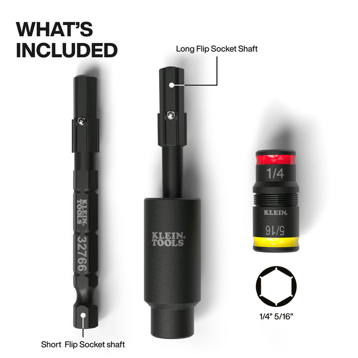 Klein Tools 32982 Impact Flip Socket With Swivel Adapter, 3-Piece - Edmondson Supply