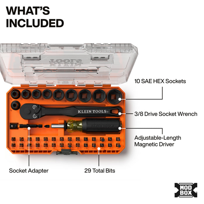 Klein Tools 33806 ProFlex Impact Driver Bit and Socket Set, SAE, 43-Piece - Edmondson Supply