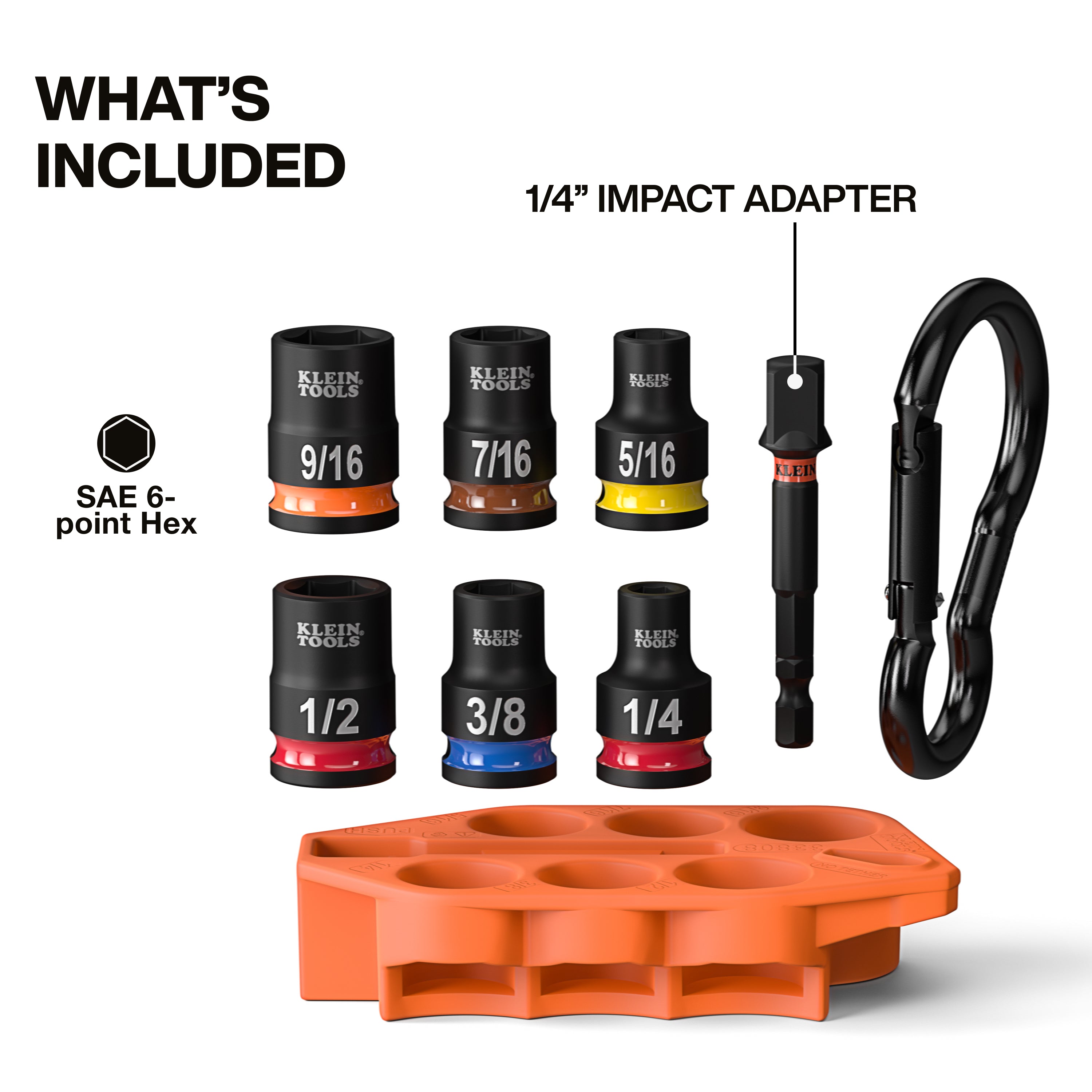 Klein Tools 33808 Grab-And-Go Impact Socket Set, SAE, 7-Piece - Edmondson Supply