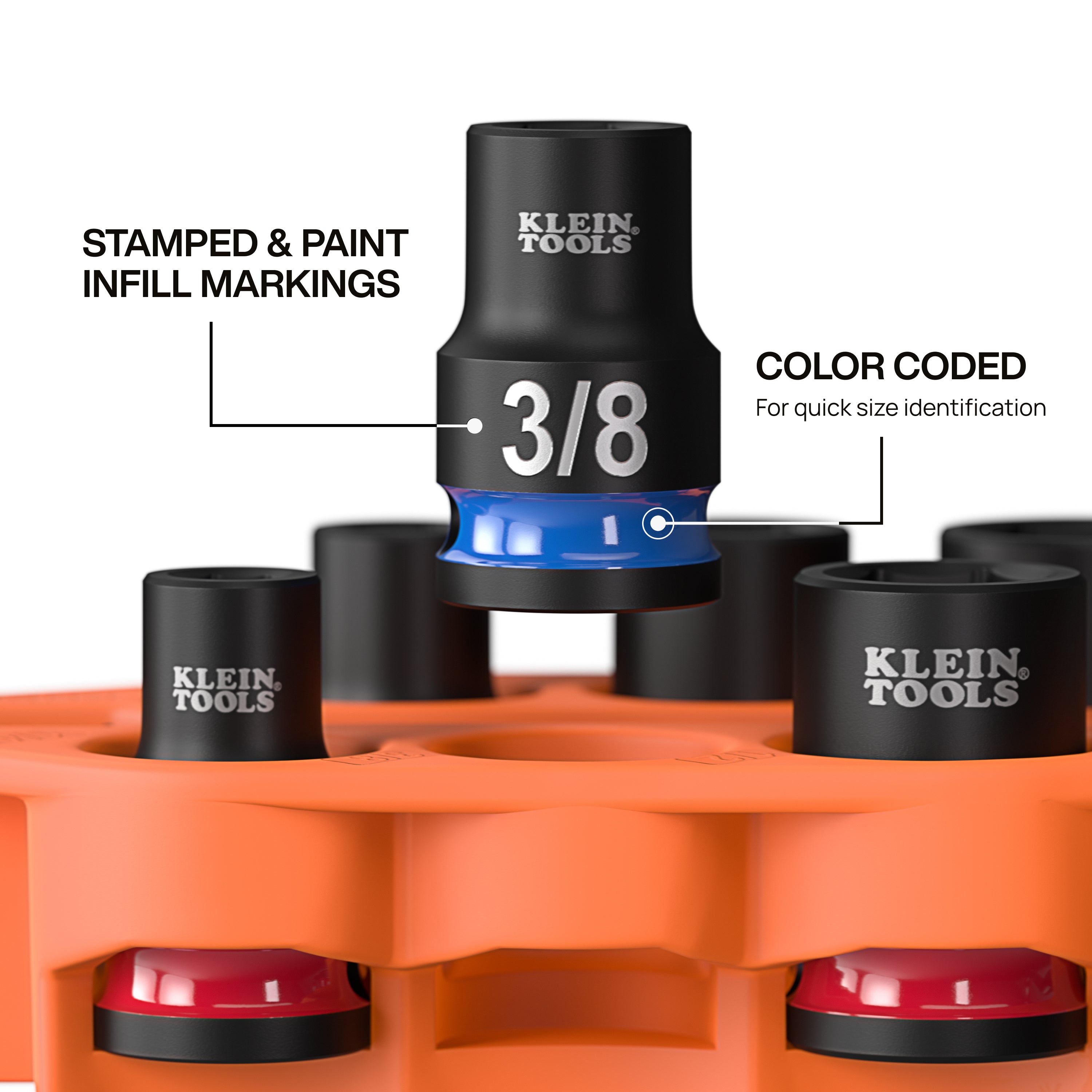 Klein Tools 33808 Grab-And-Go Impact Socket Set, SAE, 7-Piece - Edmondson Supply