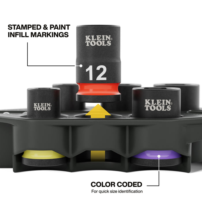 Klein Tools 33808M Grab-And-Go Impact Socket Set, Metric, 7-Piece - Edmondson Supply