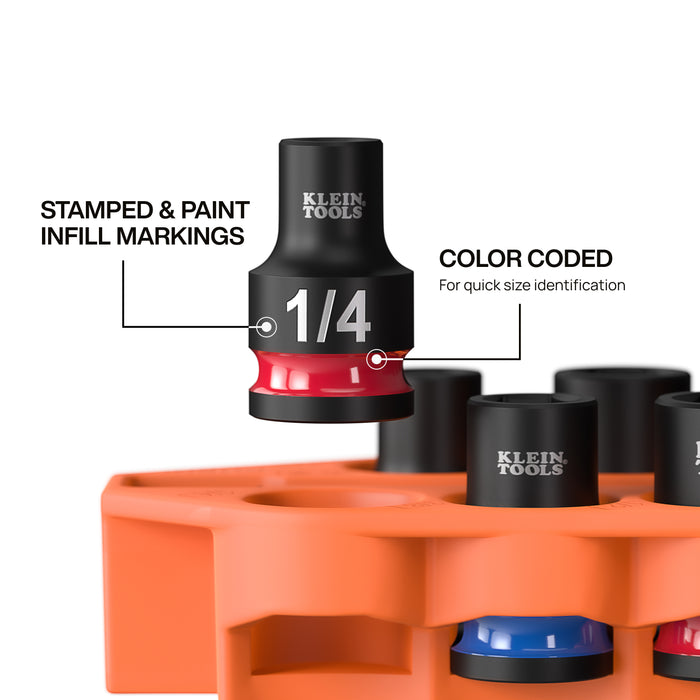 Klein Tools 33809 Grab-And-Go Impact Socket Set, SAE, 10-Piece - Edmondson Supply