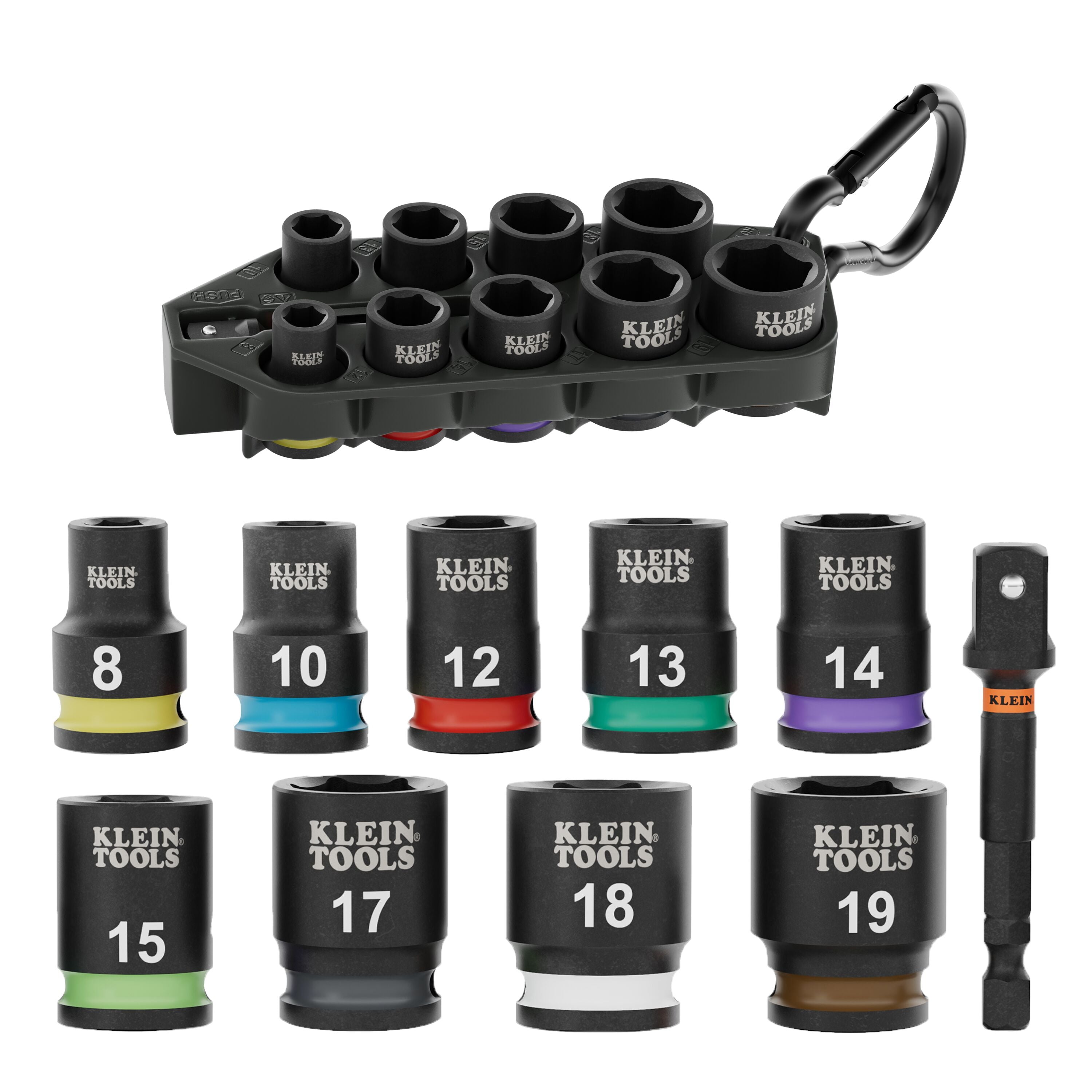 Klein Tools 33809M Grab-And-Go Impact Socket Set, Metric, 10-Piece - Edmondson Supply