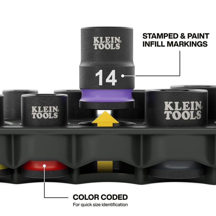 Klein Tools 33809M Grab-And-Go Impact Socket Set, Metric, 10-Piece - Edmondson Supply