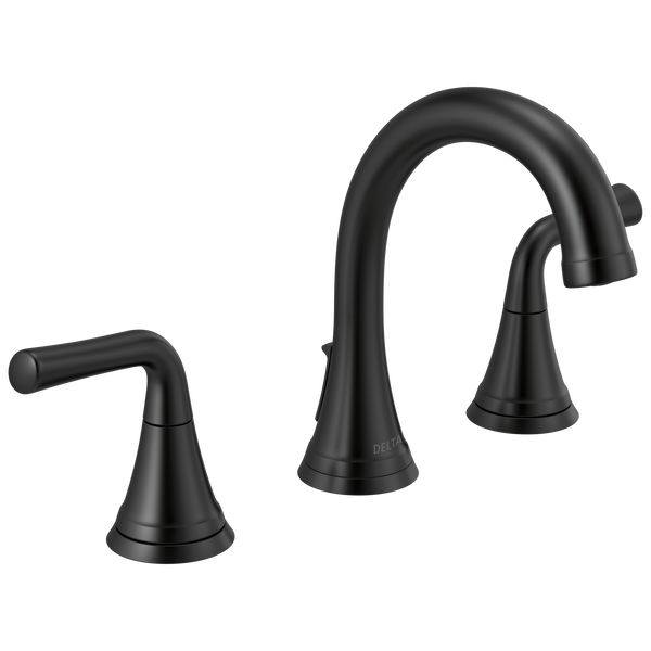 Delta KAYRA™ 3533LF-BLMPU Two Handle Widespread Bathroom Faucet In Matte Black