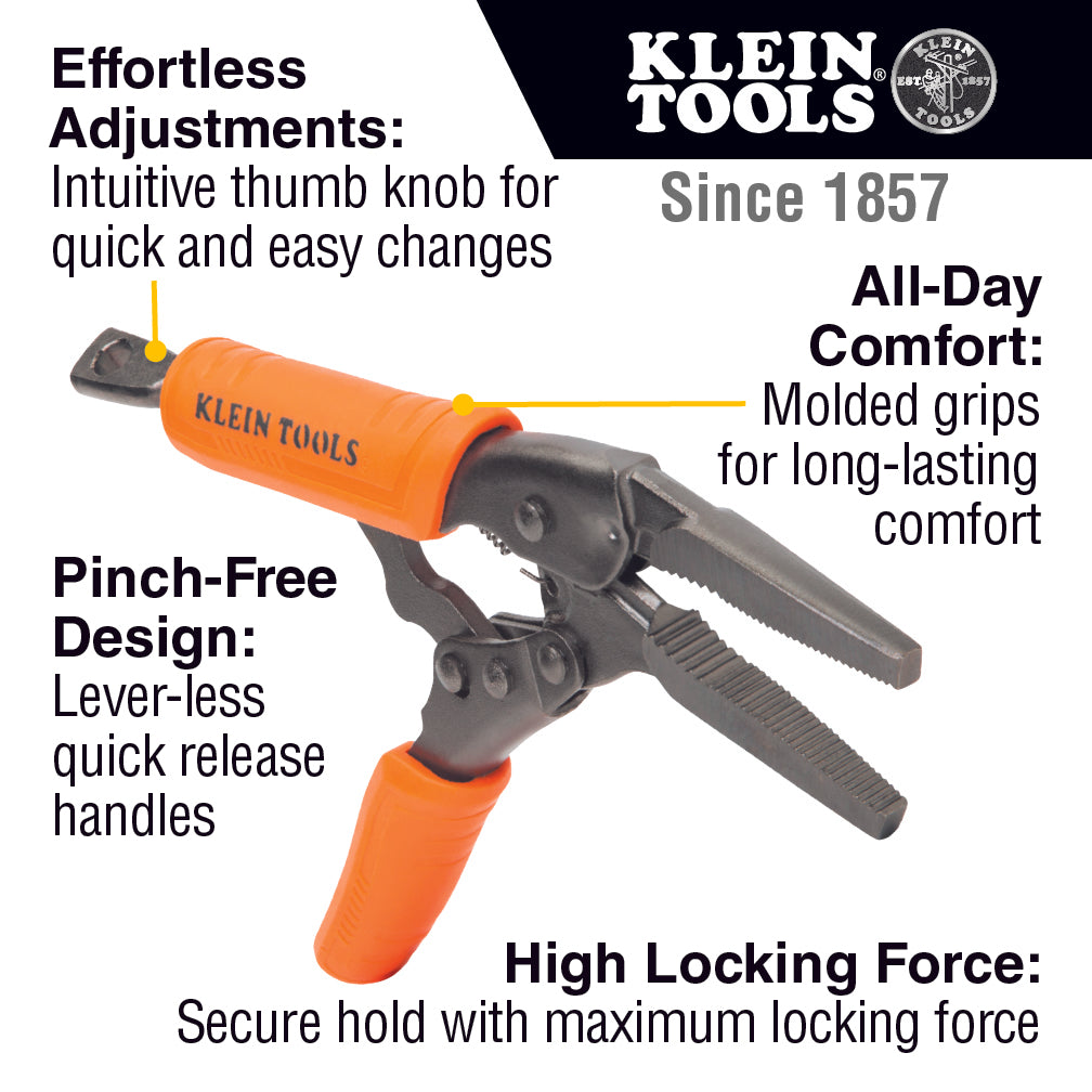 Klein Tools 38665 Locking Pliers, Long Nose 6-Inch, Curved Jaw 7- and 10-Inch, 3-Piece - Edmondson Supply