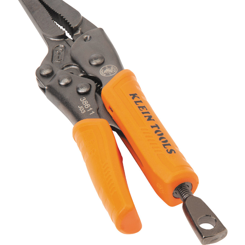 Klein Tools 38664 Locking Pliers Set, C-Clamp, Long Nose, Curved Jaw, 3-Piece - Edmondson Supply
