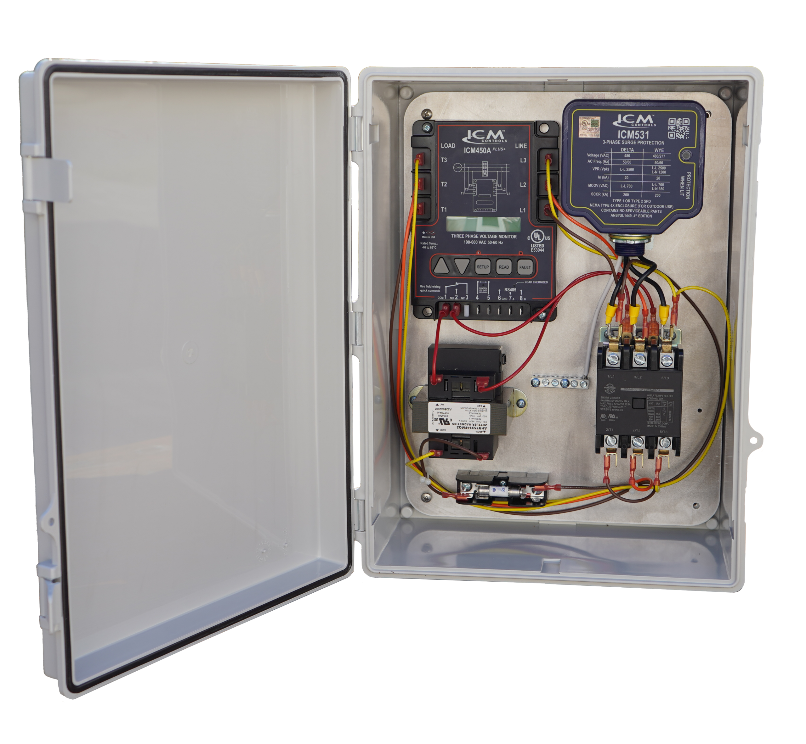 ICM Controls 3VMS-60-480 3-Phase Surge Protection and 3-Phase Voltage Monitor 60A, 480VAC - Edmondson Supply