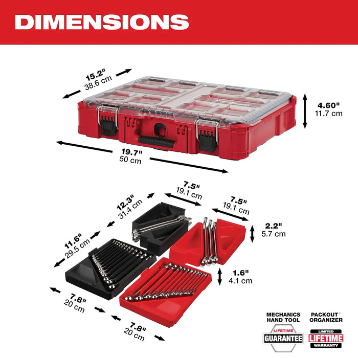 Milwaukee 48-22-9485 30pc Metric & SAE Combination Wrench Set with PACKOUT™ Organizer - Edmondson Supply