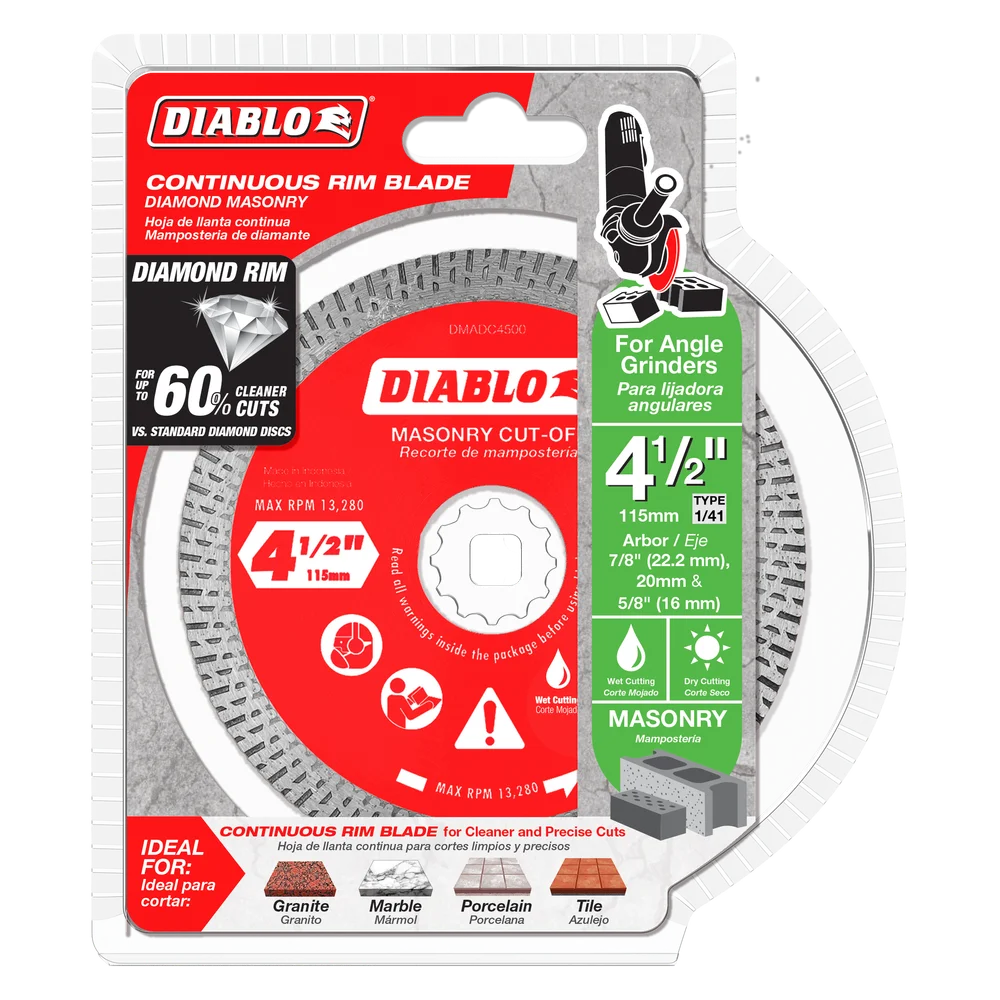 Diablo Tools DMADC0450 4-1/2 in. Diamond Continuous Rim Cut-Off Discs for Masonry - Edmondson Supply