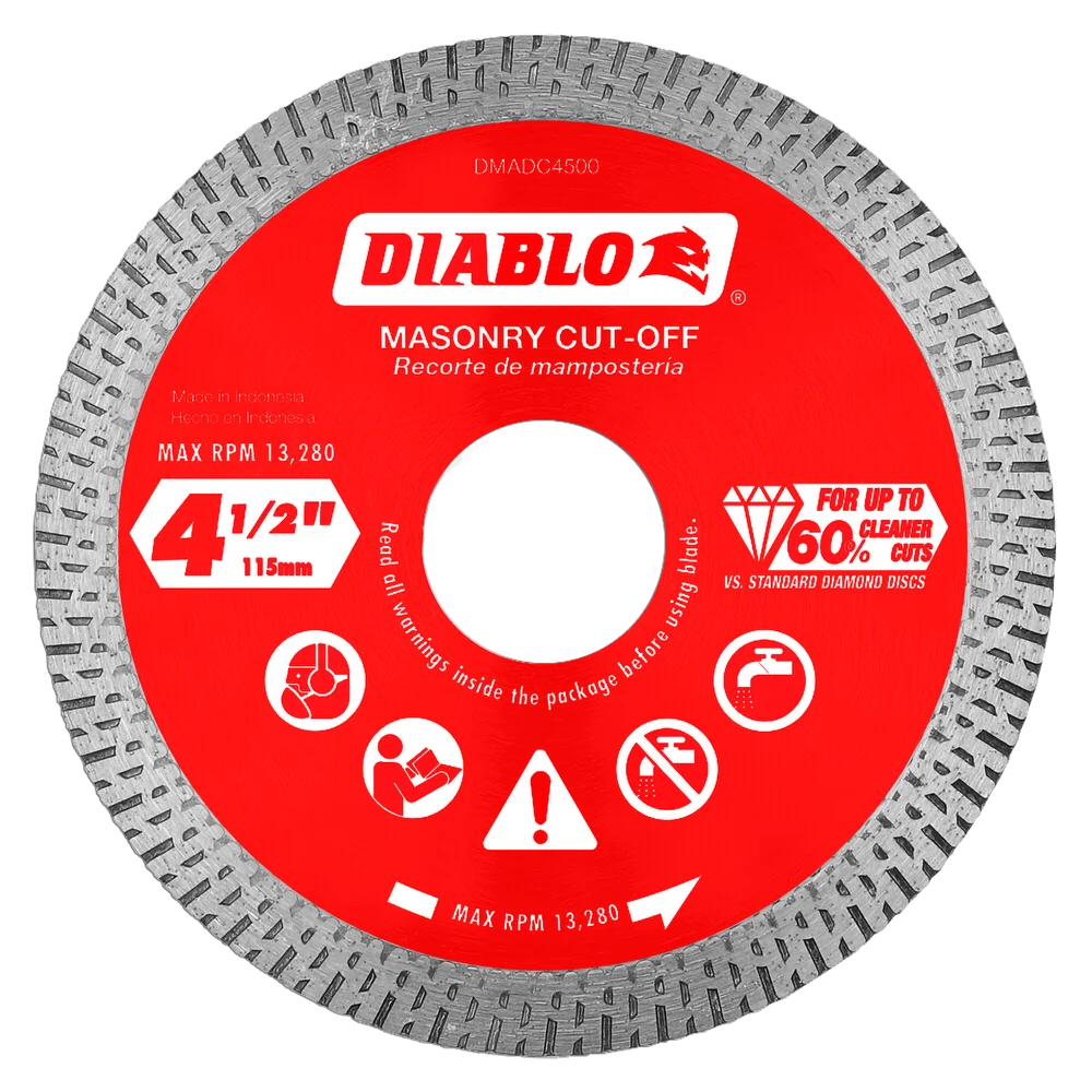 Diablo Tools DMADC0450 4-1/2 in. Diamond Continuous Rim Cut-Off Discs for Masonry - Edmondson Supply