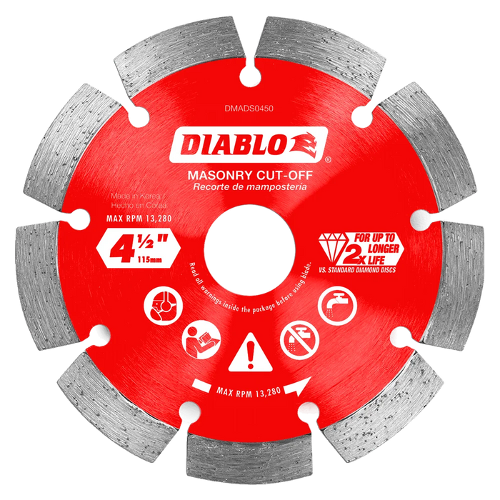Diablo Tools DMADS0450 4-1/2 in. Diamond Segmented Cut-Off Discs for Masonry