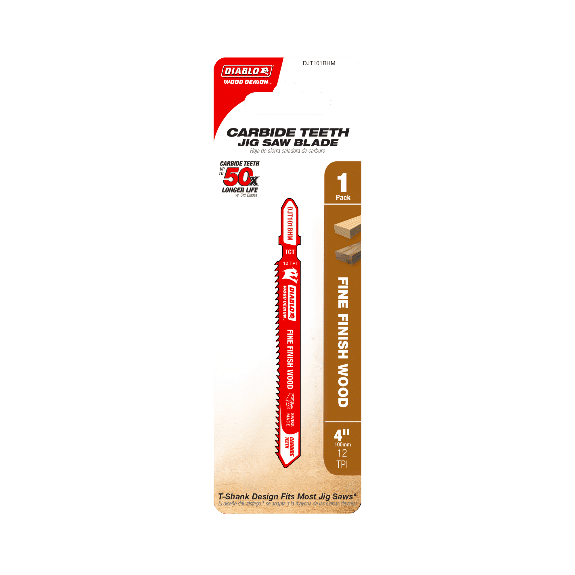 Diablo Tools DJT101BHM 4" 12TPI Wood Demon™ Carbide Teeth Jig Saw Blade for Fine Finish Wood - Edmondson Supply