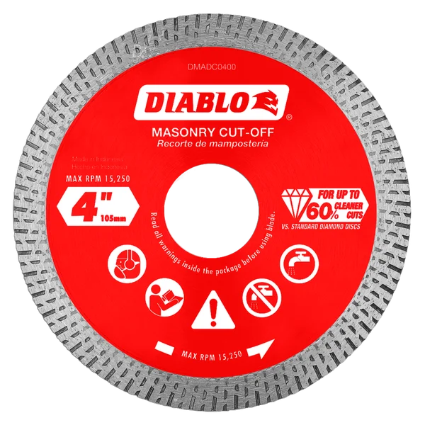 Diablo Tools DMADC0400 4" Diamond Continuous Rim Masonry Cut-Off Disc - Edmondson Supply