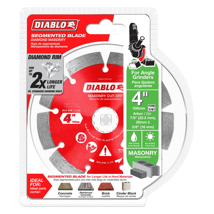 Diablo Tools DMADS0400 4" Diamond Segmented Masonry Cut-Off Blade - Edmondson Supply