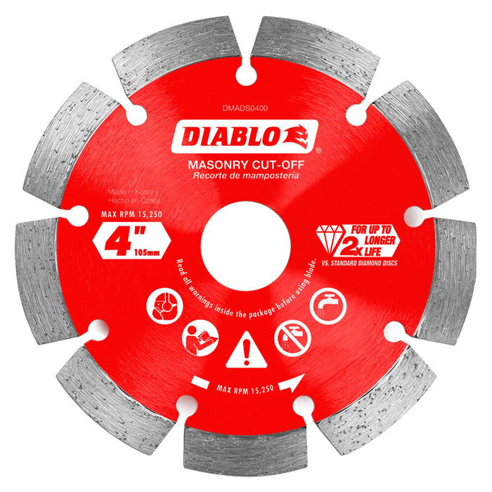 Diablo Tools DMADS0400 4" Diamond Segmented Masonry Cut-Off Blade - Edmondson Supply