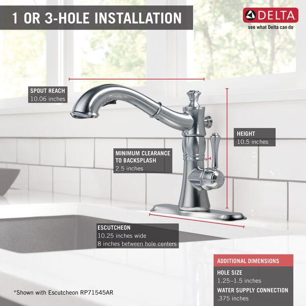 Delta CASSIDY™  4197-AR-DST Single Handle Pull-Out Kitchen Faucet In Arctic Stainless