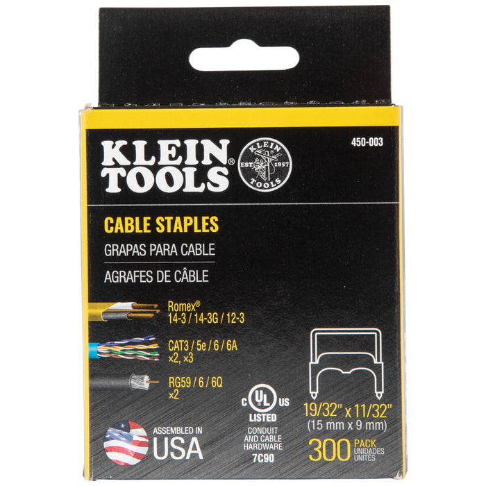 Klein Tools 450-004 Insulated Cable Staples, 31/64 -Inch x 13/64-Inch - Edmondson Supply