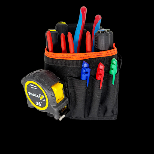 Atlas 46 Professional Technician's Pouch - ROTATE/QUICK RELEASE Black/Orange - Edmondson Supply