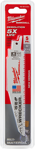 Milwaukee 48-00-5701 SAWZALL® WRECKER Multi Material Blade 6" 7/11TPI 5pk - Edmondson Supply