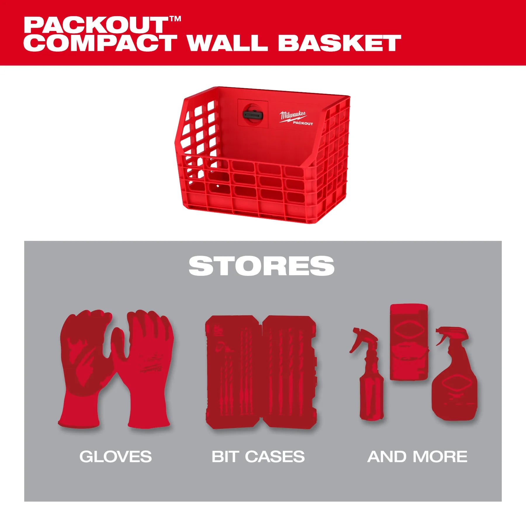 Milwaukee 48-22-8342 PACKOUT™ Compact Wall Basket - Edmondson Supply