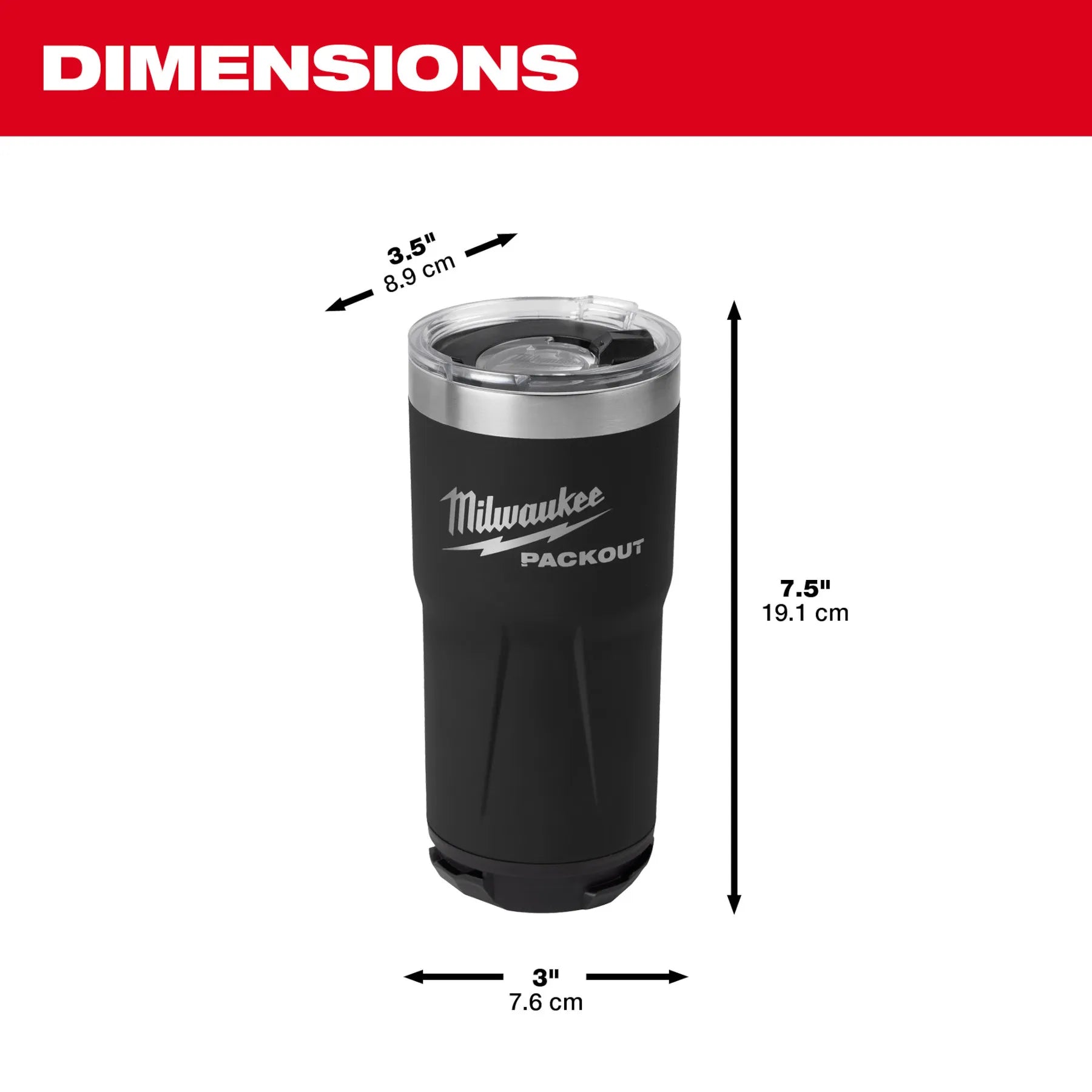 Milwaukee 48-22-8392B PACKOUT™ 20oz Tumbler- Black - Edmondson Supply