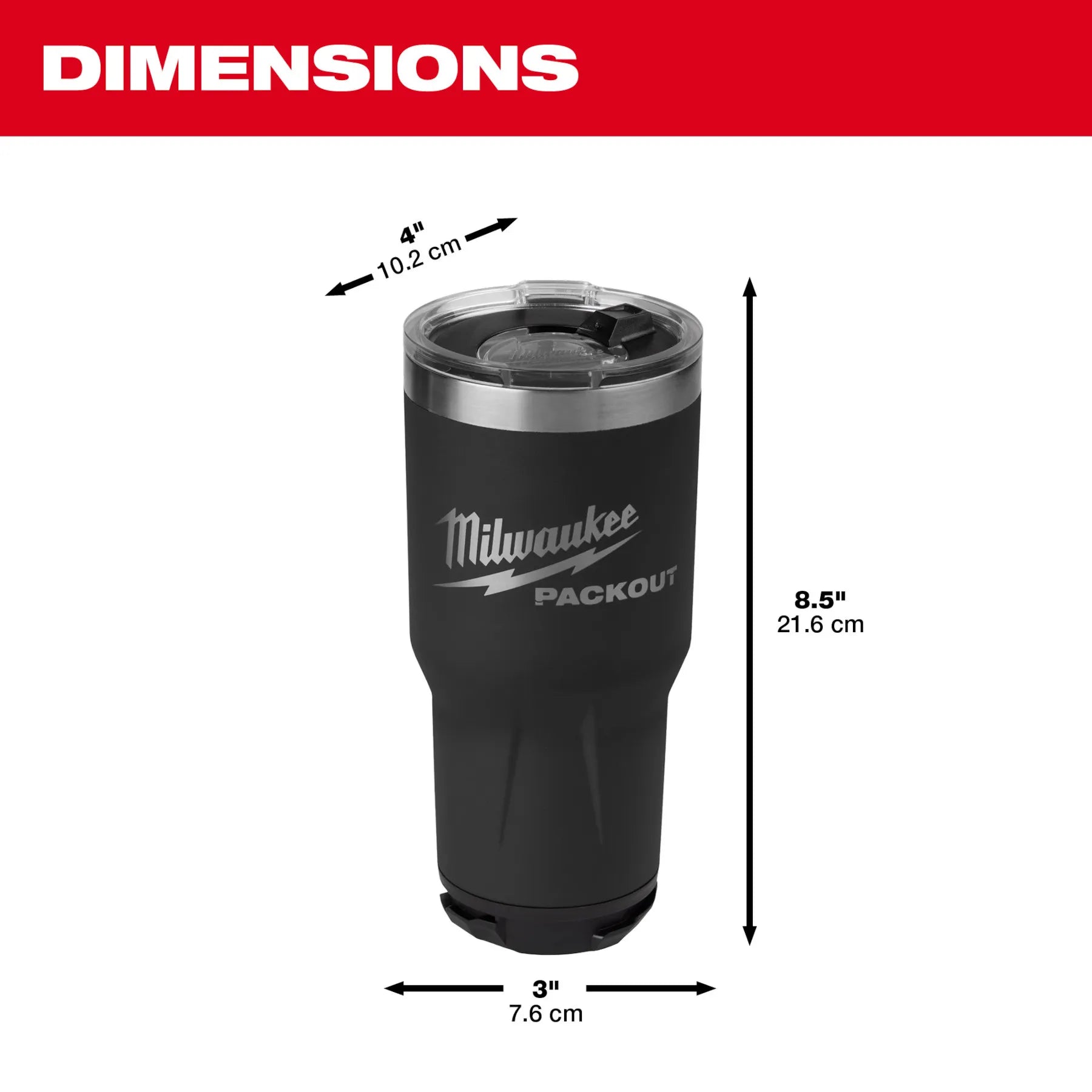 Milwaukee 48-22-8393B PACKOUT™ 30oz Tumbler- Black -Edmondson Supply