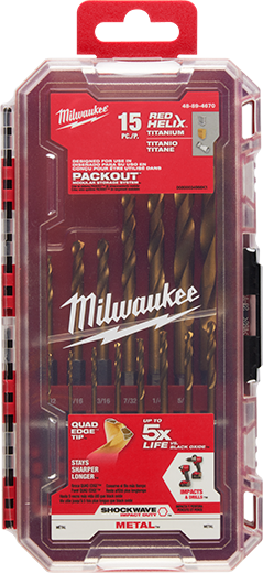 Milwaukee 48-89-4670 SHOCKWAVE Impact Duty™ RED HELIX™ Titanium Drill Bit Set - 15PC - Edmondson Supply