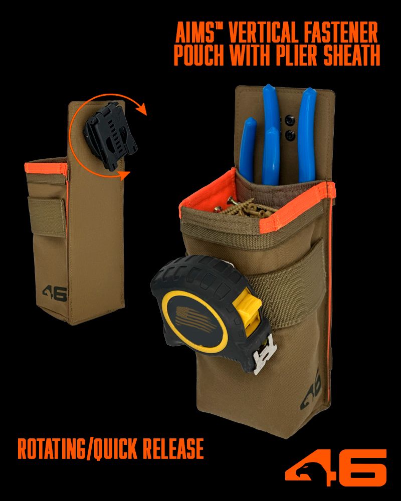 Atlas 46 Vertical Fastener Pouch with Plier Sheath ROTATE/QUICK RELEASE Coyote/Orange - Edmondson Supply
