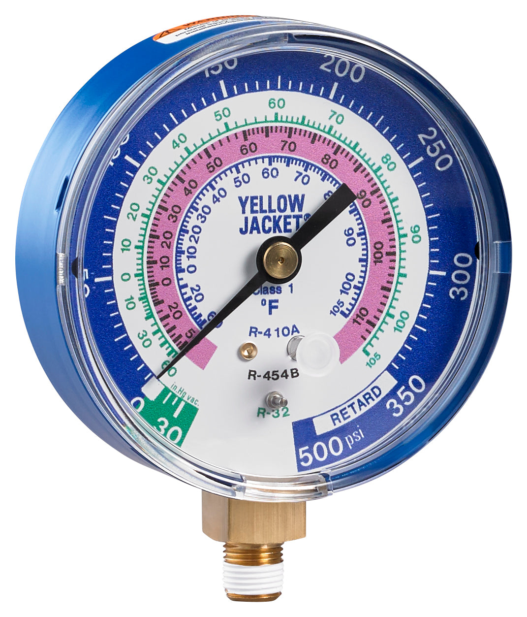 Yellow Jacket 49118 A2L Manifold Gauge – BLUE, 3-1/8″ (80mm), R-32/454B/410A PSI °F A2L Compatible - Edmondson Supply