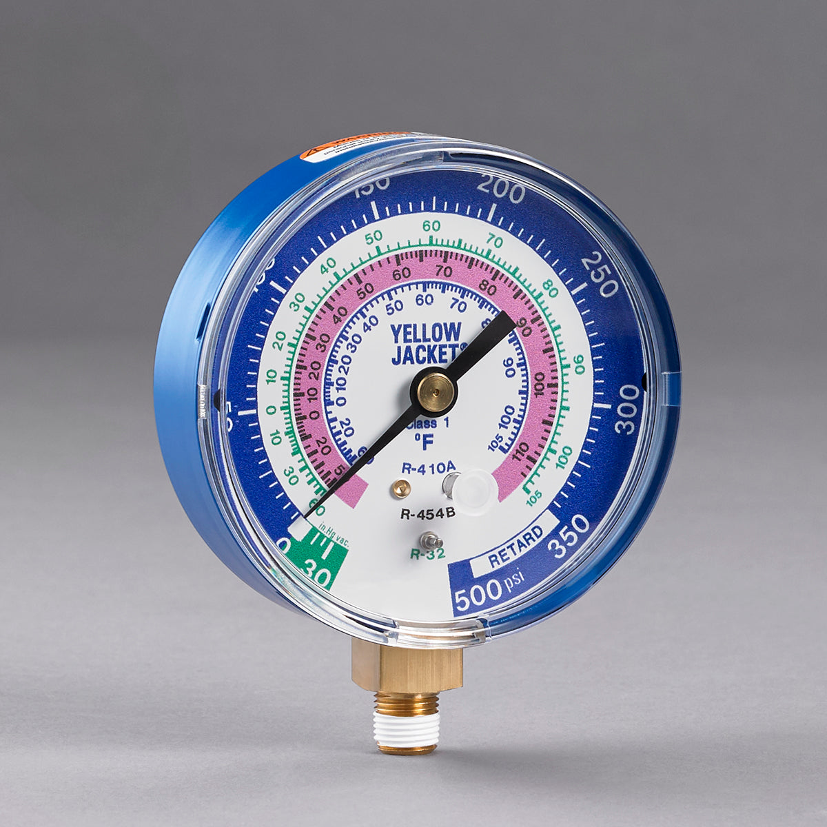 Yellow Jacket 49118 A2L Manifold Gauge – BLUE, 3-1/8″ (80mm), R-32/454B/410A PSI °F A2L Compatible - Edmondson Supply