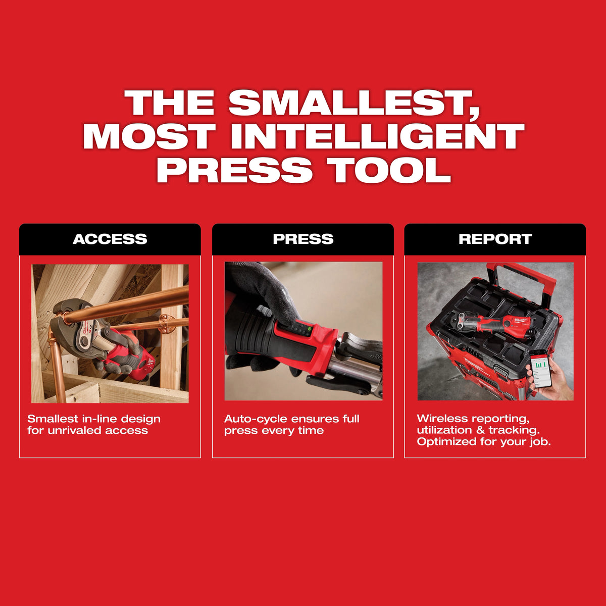 Milwaukee 2573-22 M12™ FORCE LOGIC™ Press Tool Kit w/ ONE‑KEY™ with 1/2" – 1" CTS‑V Jaws - Edmondson Supply