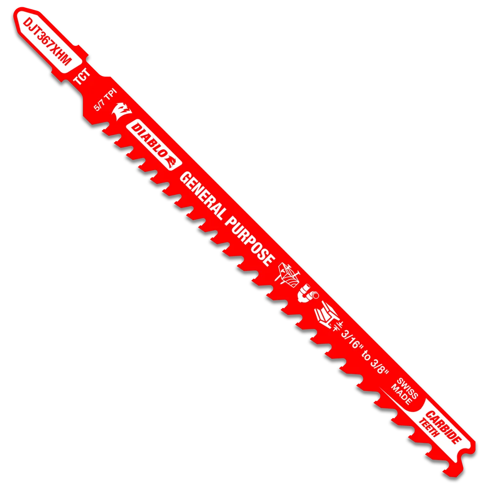Diablo Tools DJT367XHM 5-1/4 in. 5/7 TPI Carbide T-Shank Jig Saw Blade for General Purpose Applications - Edmondson Supply