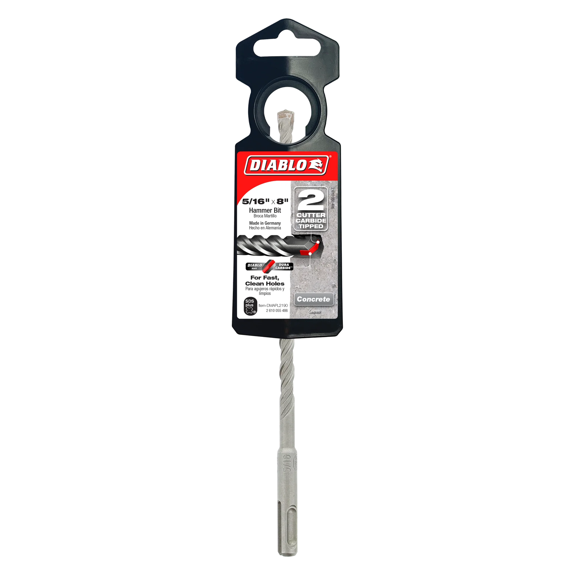 Diablo Tools DMAPL2190 5/16" x 6" x 8" SDS-Plus 2-Cutter Carbide-Tipped Hammer Drill Bit - Edmondson Supply