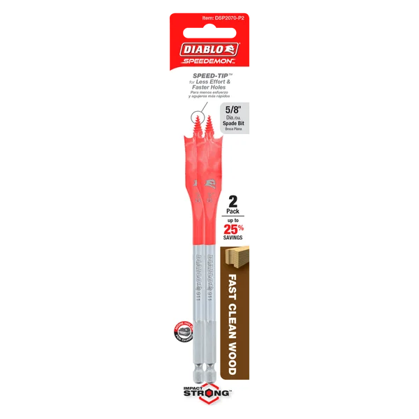 Diablo Tools DSP2070-P2 5/8" x 6" Spade Bit for Wood (2-Pack) - Edmondson Supply