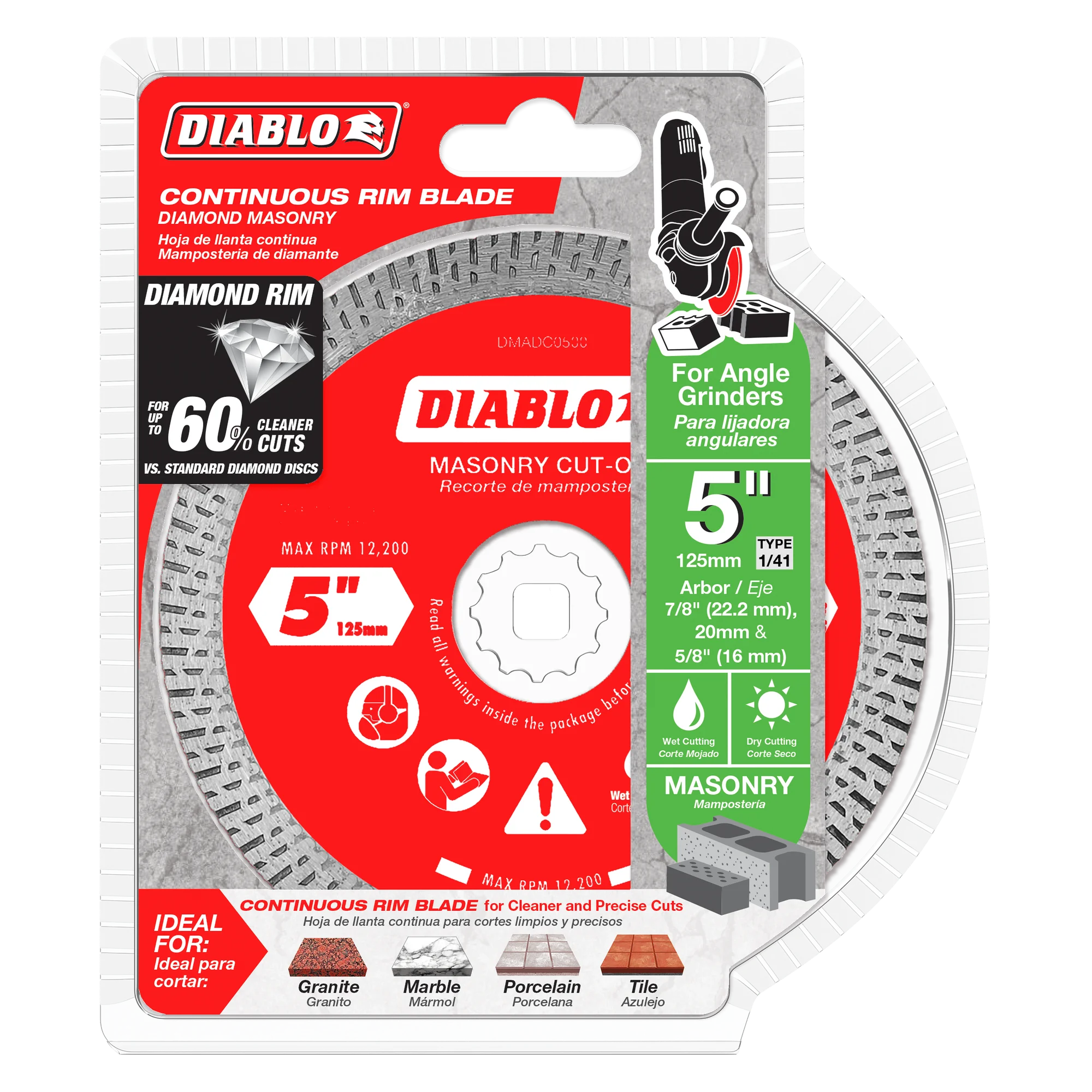 Diablo Tools DMADC0500 5" Diamond Continuous Rim Masonry Cut-Off Disc - Edmonson Supply