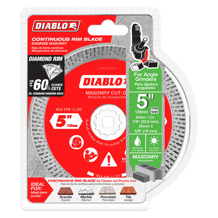 Diablo Tools DMADC0500 5" Diamond Continuous Rim Masonry Cut-Off Disc - Edmonson Supply